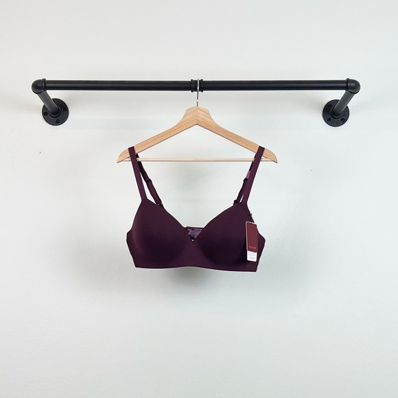 NWT Tommy John Cool Cotton Lightly Lined Wireless Bra in Winetasting - Picture 2 of 5